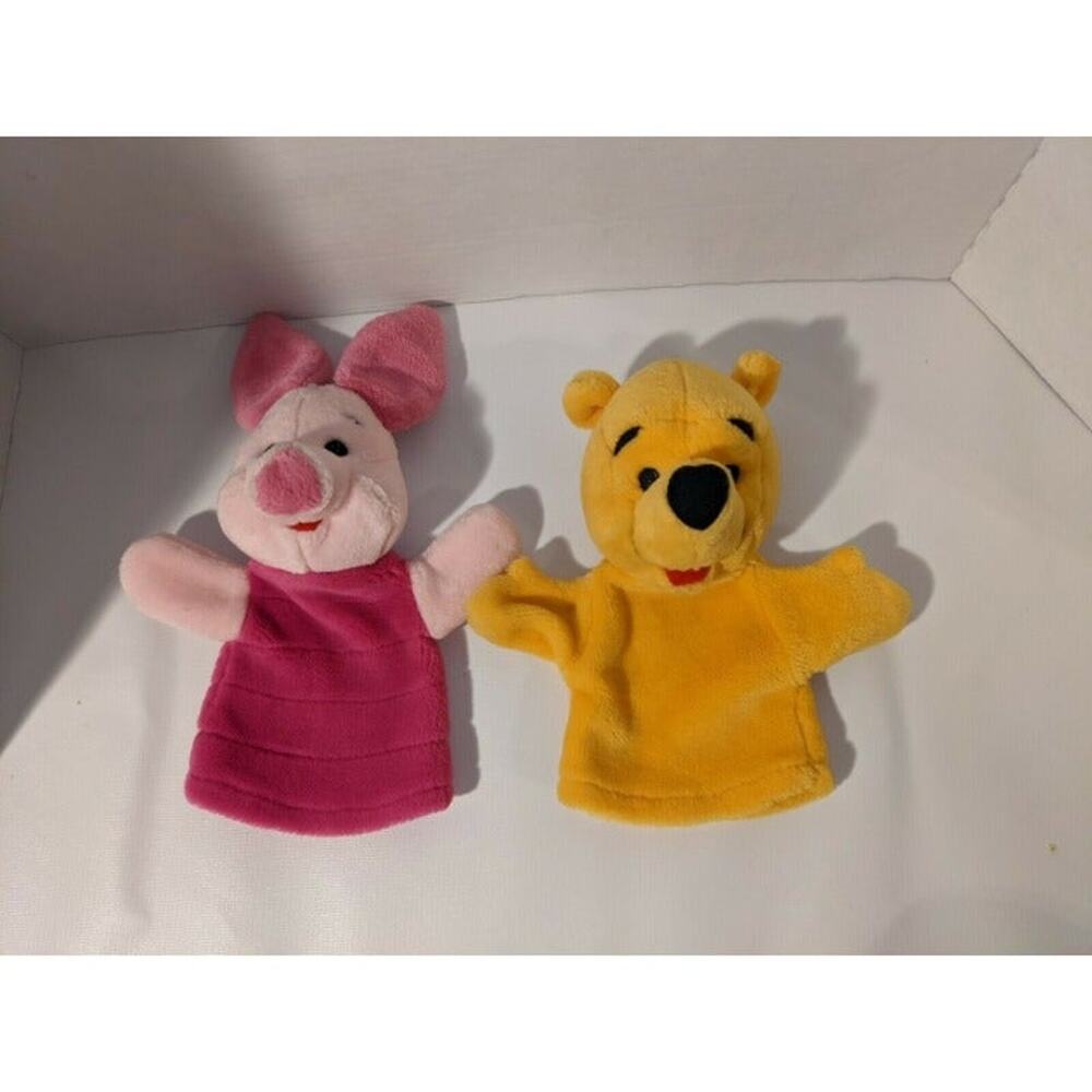 Hand Puppets Lot Winnie The Pooh & Piglet Plush Stuffed 9” Disney Mattel